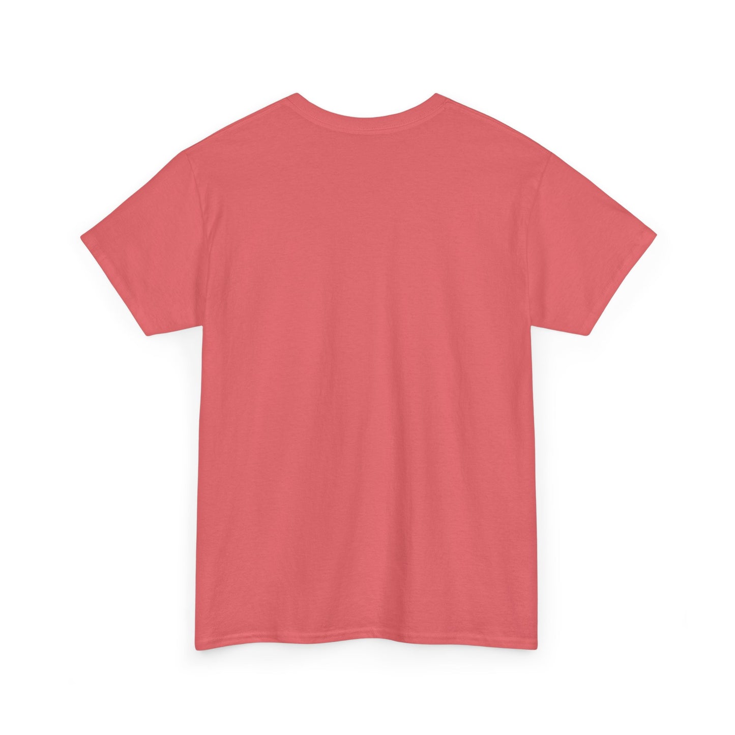 Coral crew-neck T-shirt with short sleeves, plain back