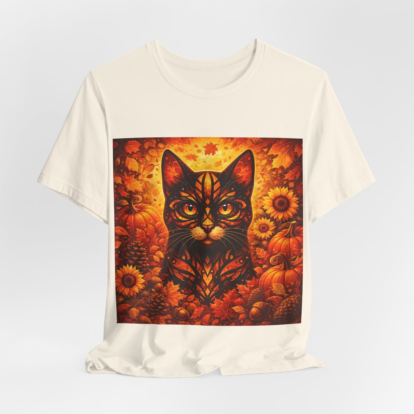 Autumn Cat Tee — Sunflower Pumpkin Fall Cat Graphic T-Shirt