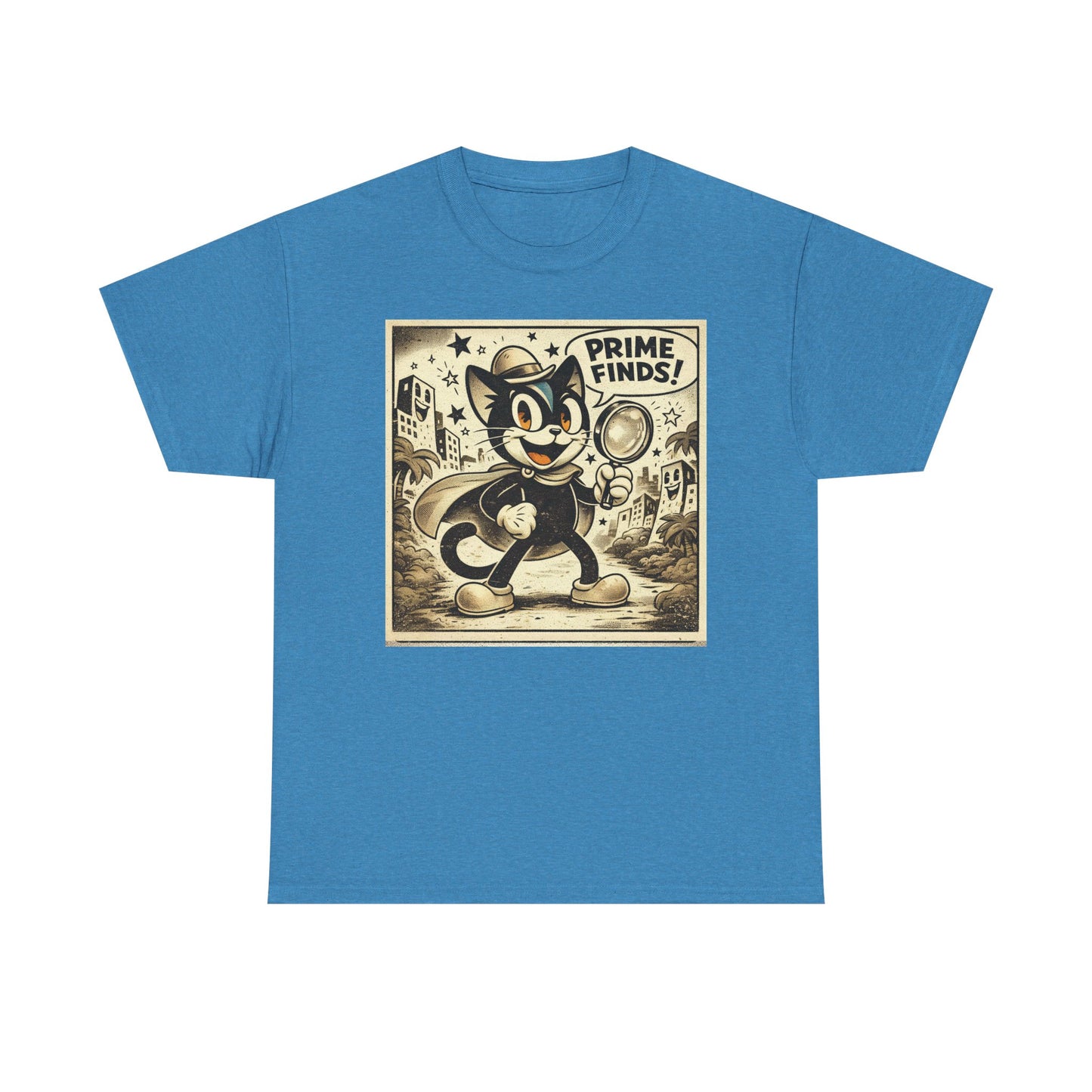Retro Detective Cat T-Shirt — "Prime Finds!" Vintage Cartoon Tee