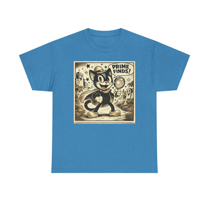 Retro Detective Cat T-Shirt — "Prime Finds!" Vintage Cartoon Tee