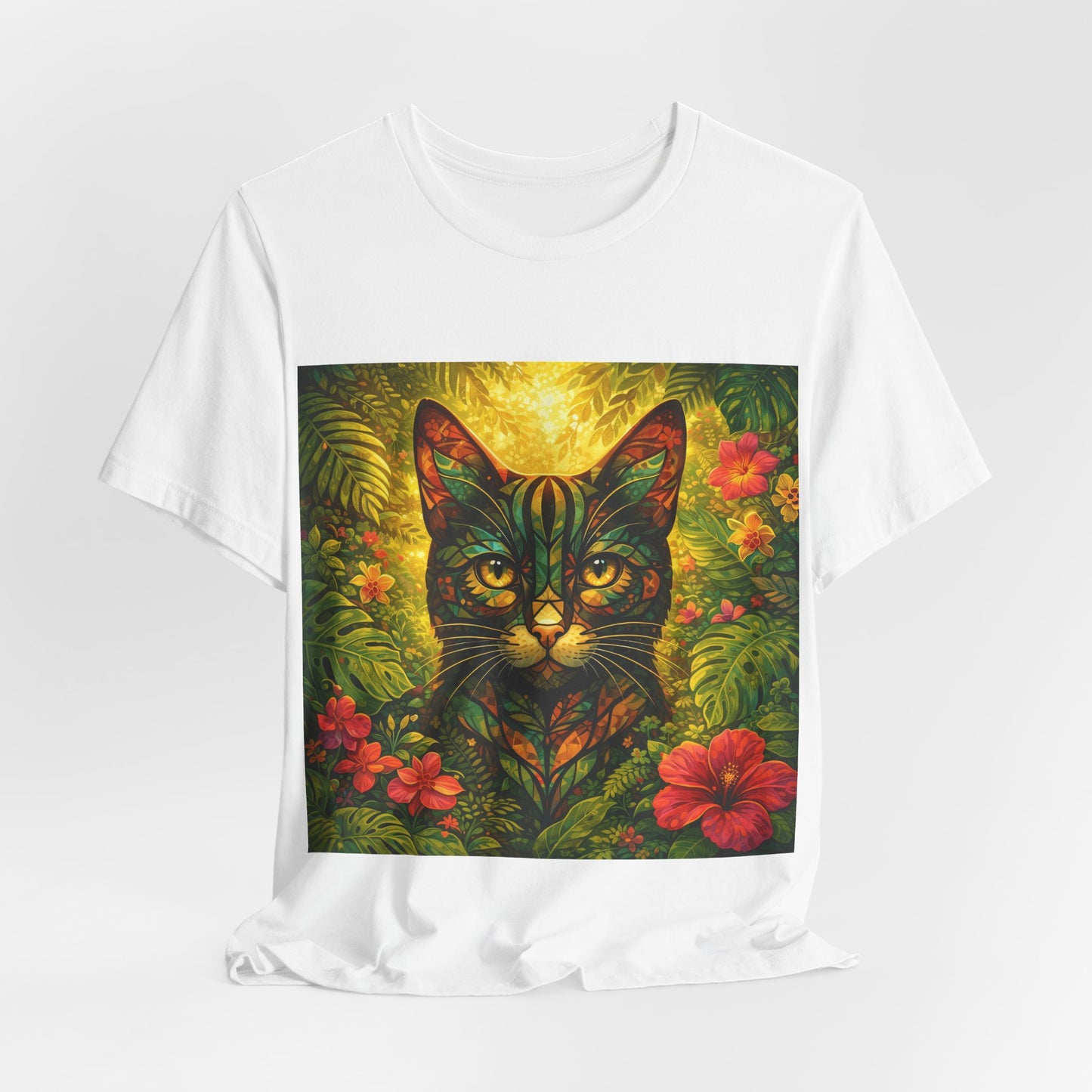 Tropical Cat Tee — Vibrant Jungle Cat Graphic T-Shirt