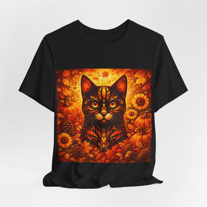 Autumn Cat Tee — Sunflower Pumpkin Fall Cat Graphic T-Shirt