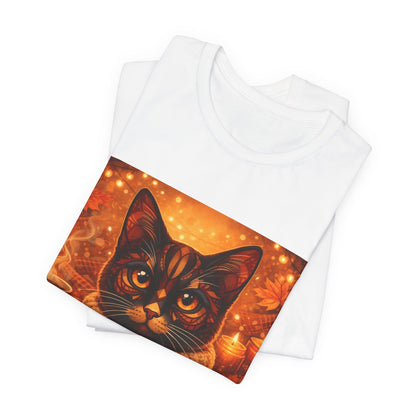 Cozy Cat in Sweater T-Shirt — Autumn Cozy Kitty Graphic Tee