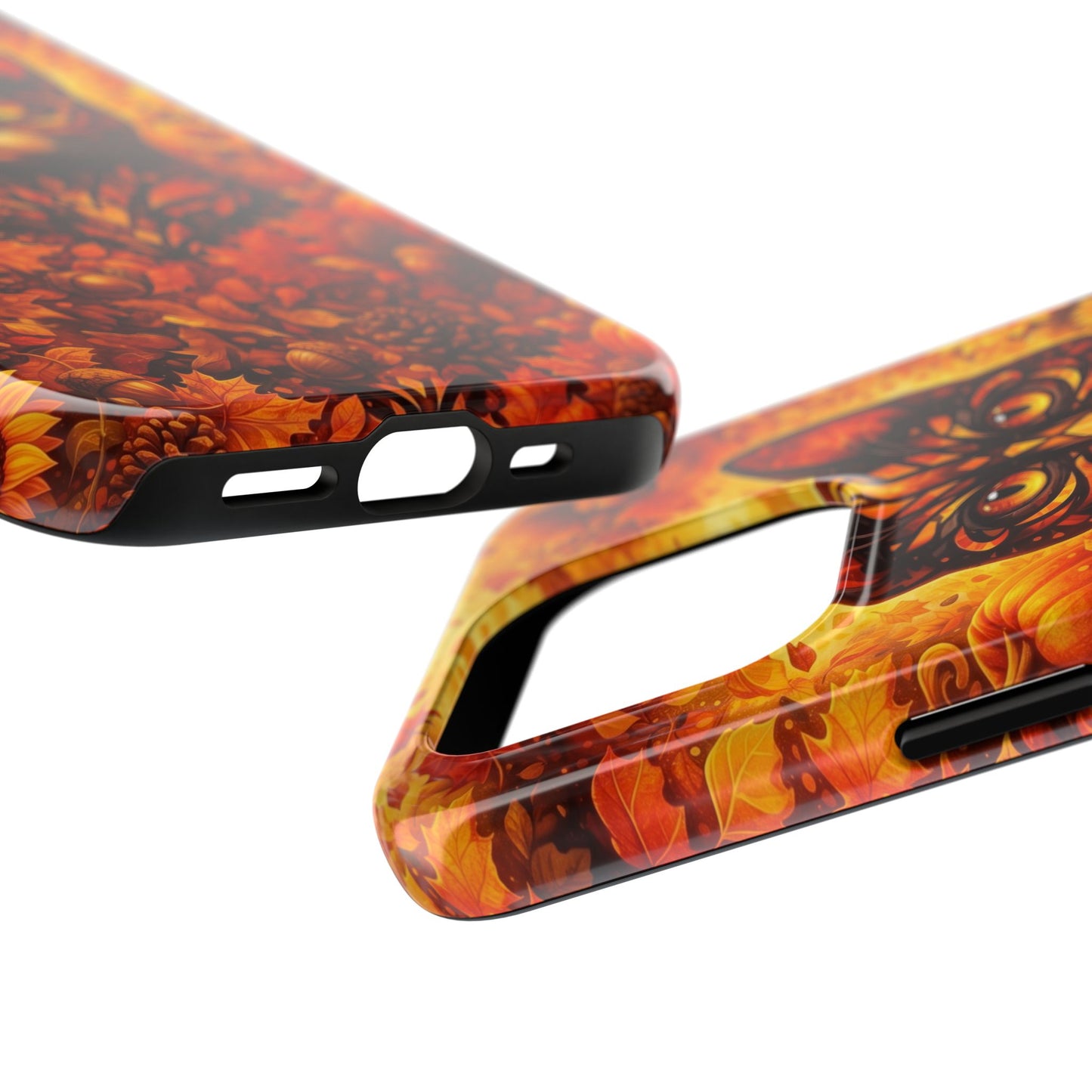 Autumn Cat Tough Phone Case — Fall Floral Protective iPhone Cover