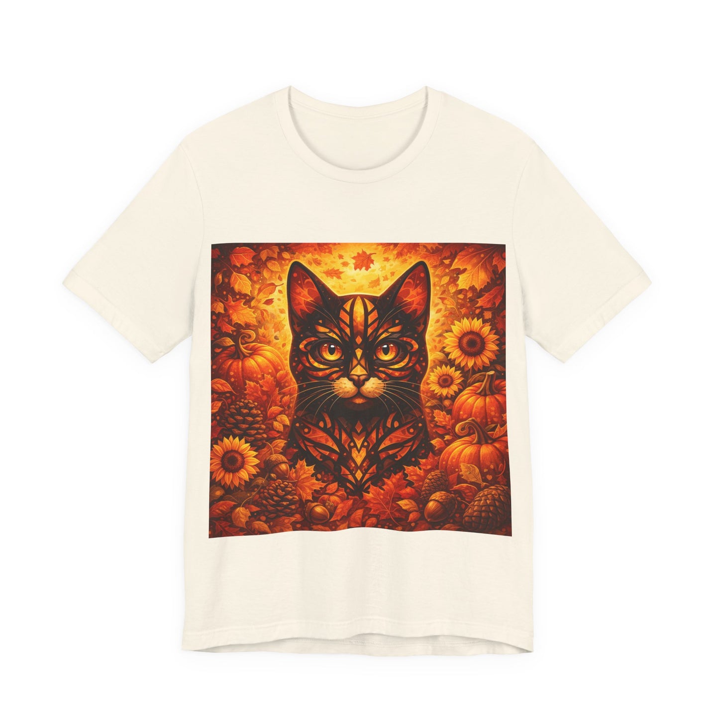 Autumn Cat Tee — Sunflower Pumpkin Fall Cat Graphic T-Shirt