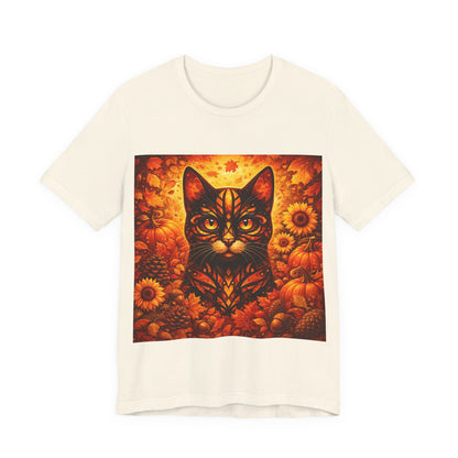 Autumn Cat Tee — Sunflower Pumpkin Fall Cat Graphic T-Shirt