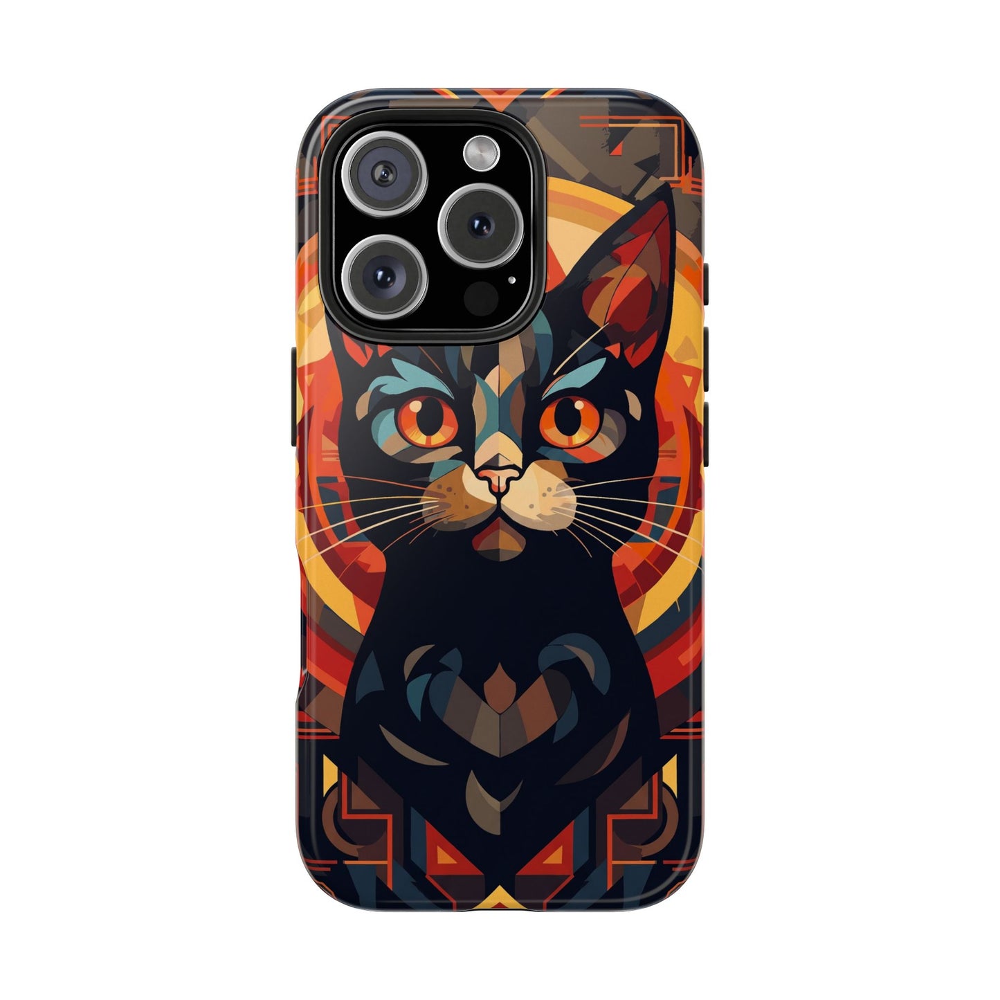 Cat Mandala Tough Phone Case — Protective Artistic Black Cat Design
