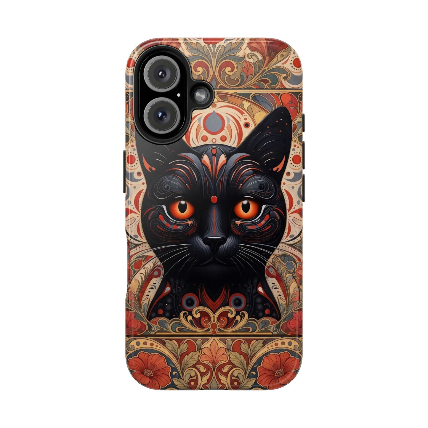 Black Cat Art Phone Case — Ornate Floral Gothic iPhone Protective Case