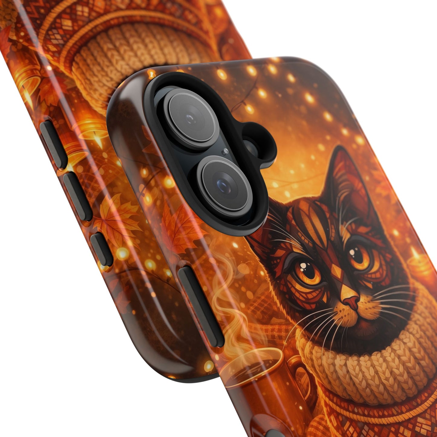 Cozy Autumn Cat Tough Phone Case — Cat in Sweater Fall Phone Cover