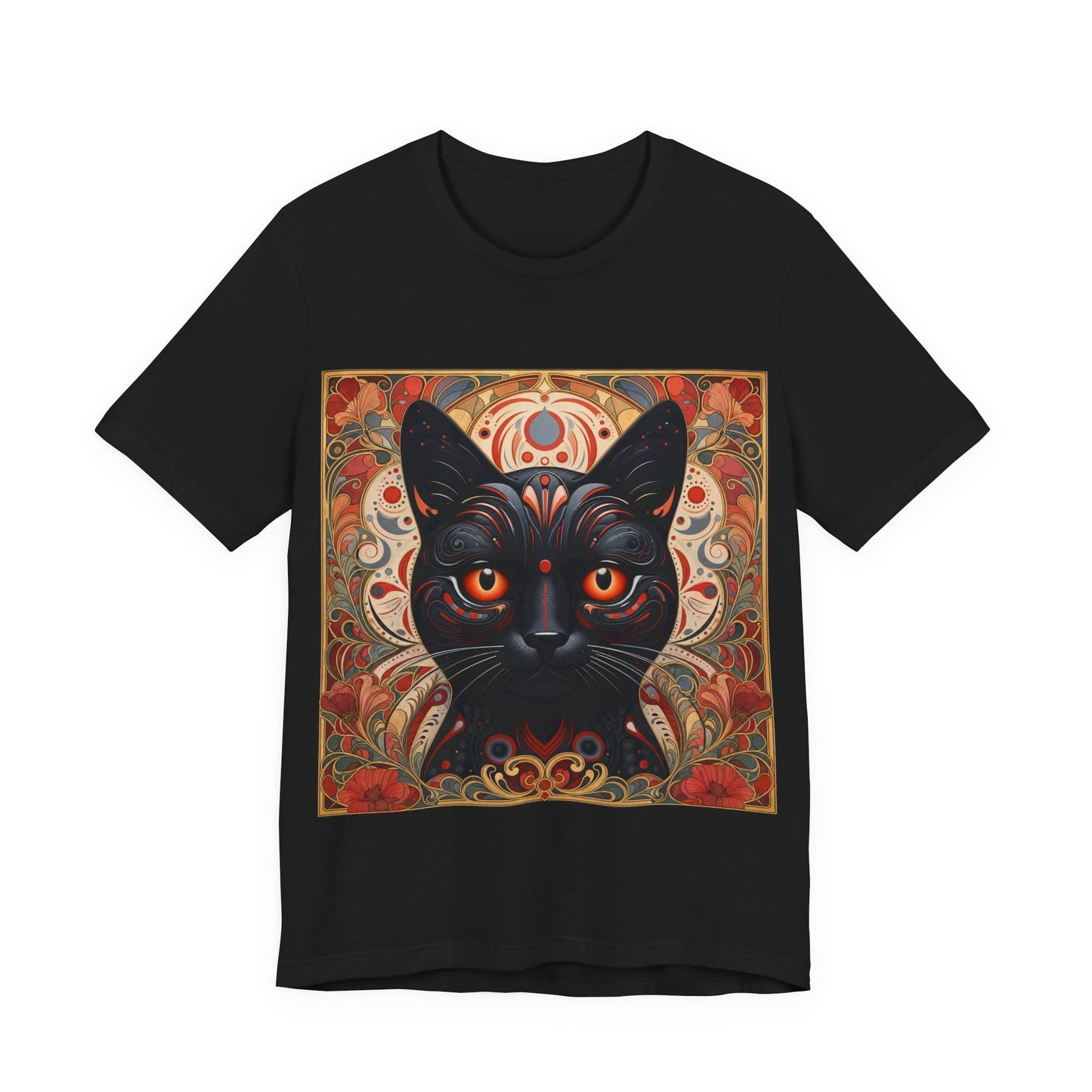 Black Cat Mandala Tee — Mystic Gothic Cat Graphic T-Shirt