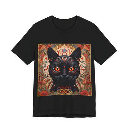 Black Cat Mandala Tee — Mystic Gothic Cat Graphic T-Shirt