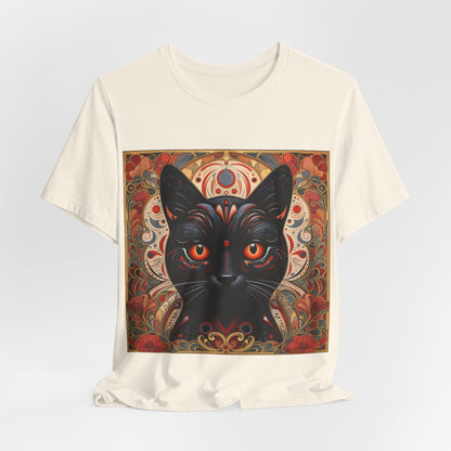 Black Cat Mandala Tee — Mystic Gothic Cat Graphic T-Shirt