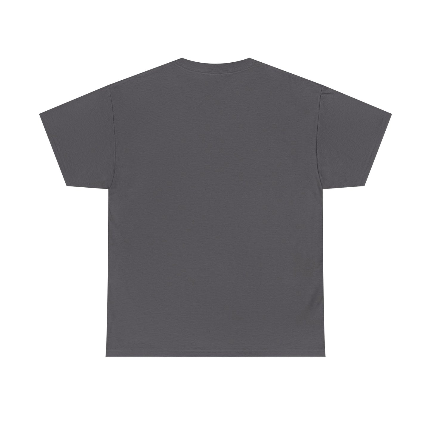 Dark gray vintage T-shirt, plain back view with crew neck and short sleeves