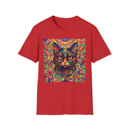 Psychedelic Cat T-Shirt — Colorful Mandala Cat Graphic Tee