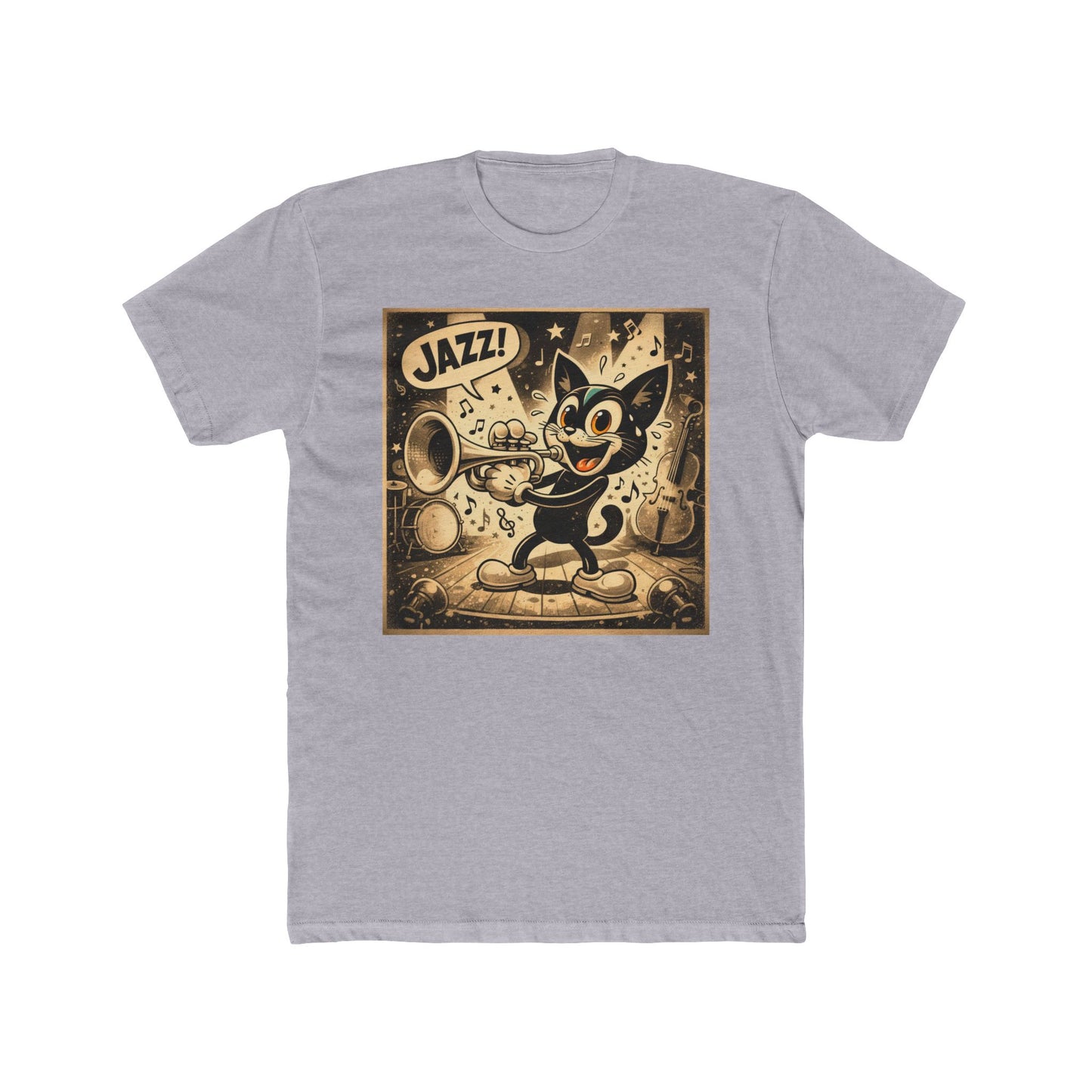 Jazz Cat Vintage Cartoon T-Shirt — "JAZZ!" Retro Music Tee