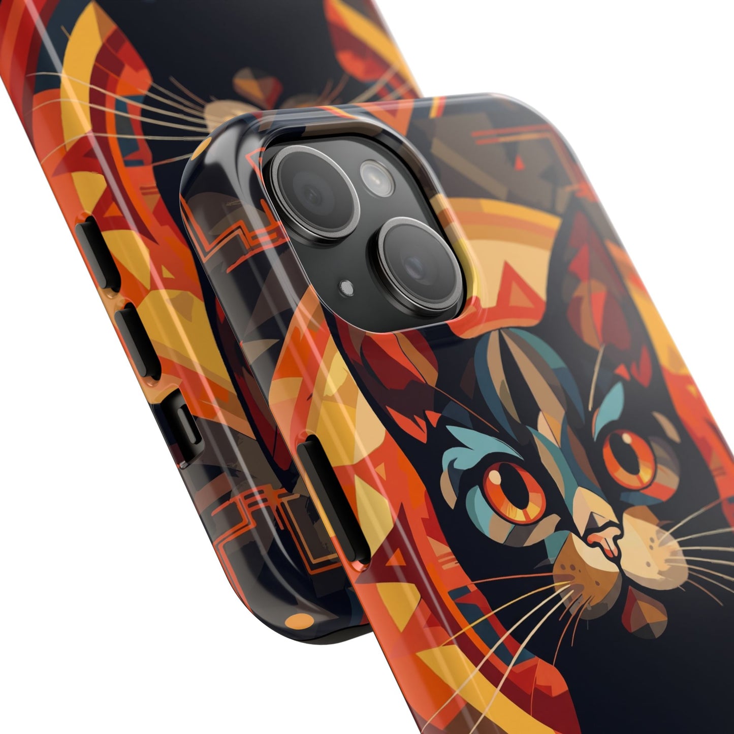 Cat Mandala Tough Phone Case — Protective Artistic Black Cat Design