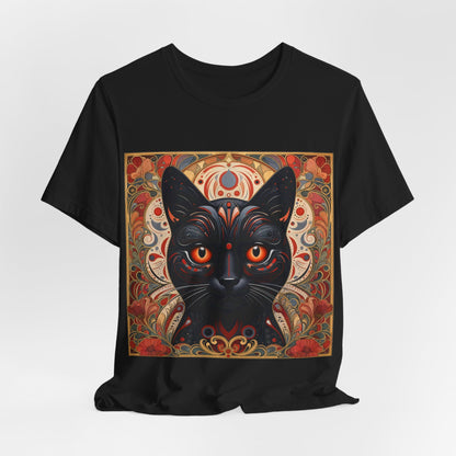 Black Cat Mandala Tee — Mystic Gothic Cat Graphic T-Shirt