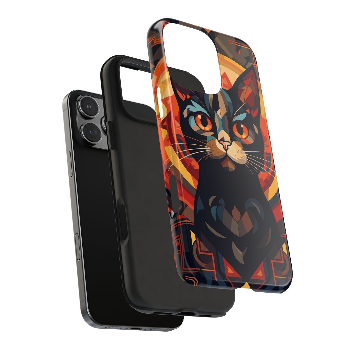 Cat Mandala Tough Phone Case — Protective Artistic Black Cat Design