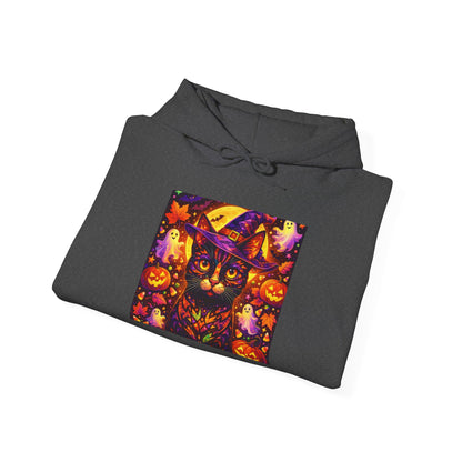 Halloween Cat Hoodie — Spooky Pumpkin Cat Graphic Pullover