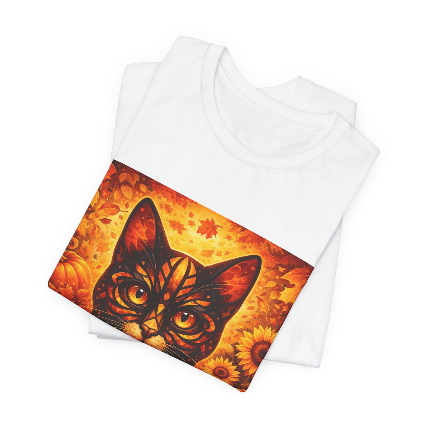 Autumn Cat Tee — Sunflower Pumpkin Fall Cat Graphic T-Shirt