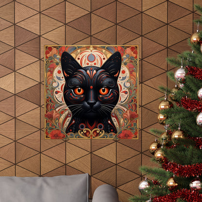 Mystic Black Cat Poster — Art Nouveau Matte Vertical Wall Print