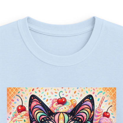 Kids Cat Art Tee — Colorful Heartbeat Kitten Graphic T-Shirt