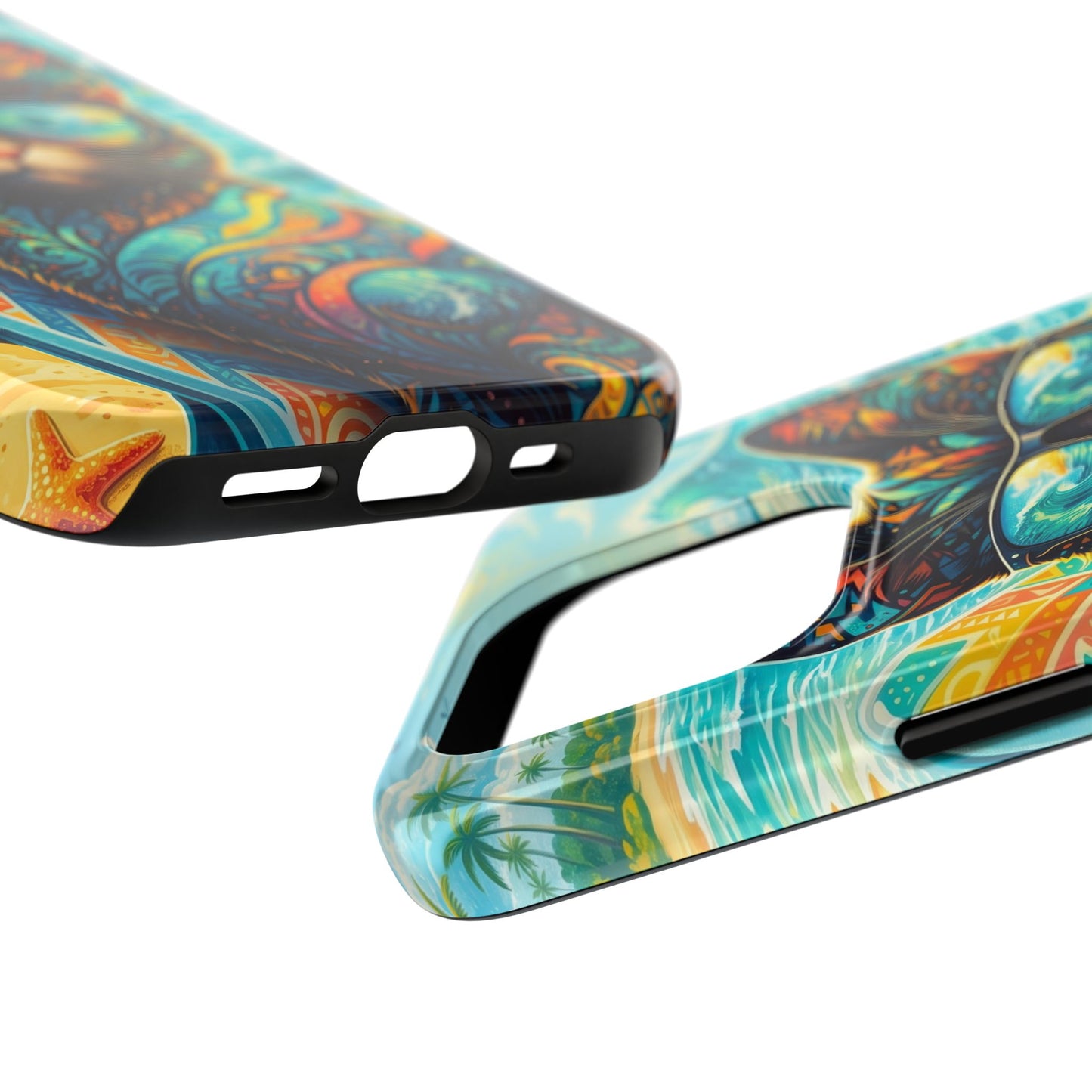 Colorful Surf Cat Tough Phone Case — Sunglasses Beach Vibe