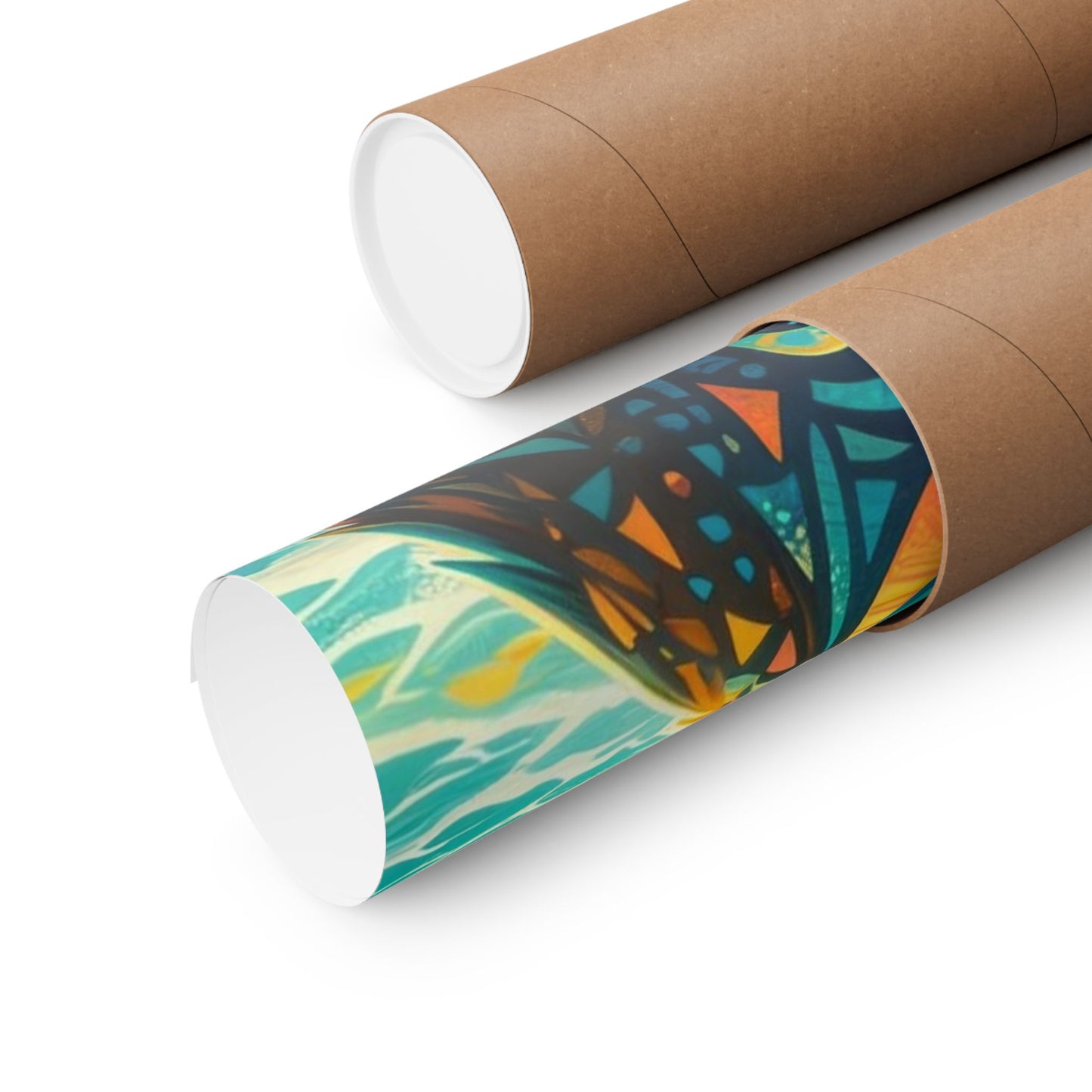 Surf Cat Poster — Colorful Tropical Cat with Sunglasses Matte Vertical Art