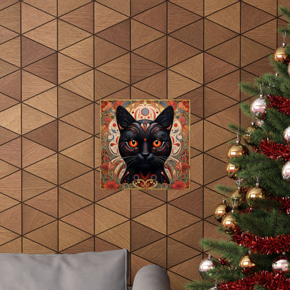 Mystic Black Cat Poster — Art Nouveau Matte Vertical Wall Print