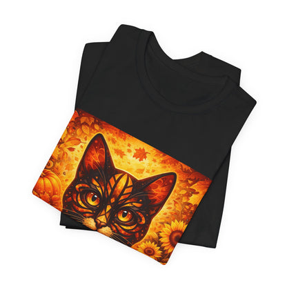 Autumn Cat Tee — Sunflower Pumpkin Fall Cat Graphic T-Shirt