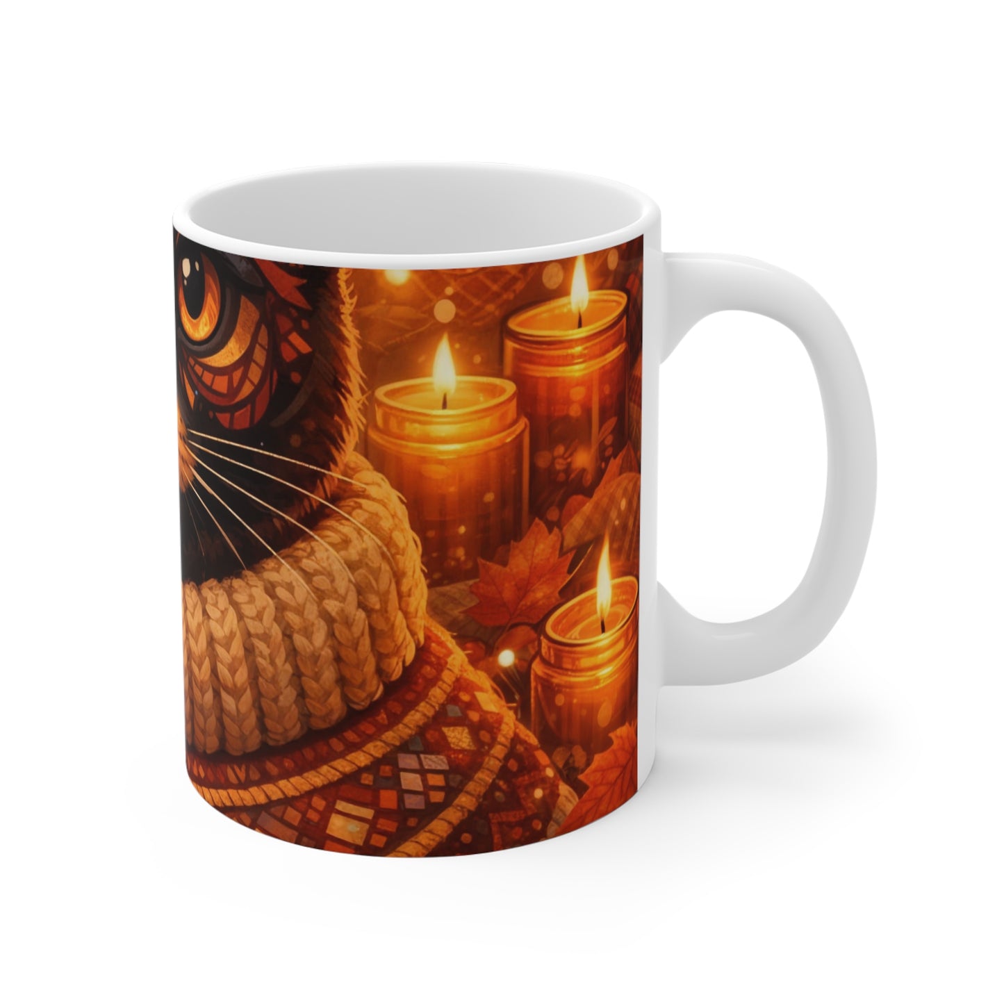 Cozy Cat Mug — Autumn Cat in Sweater 11oz
