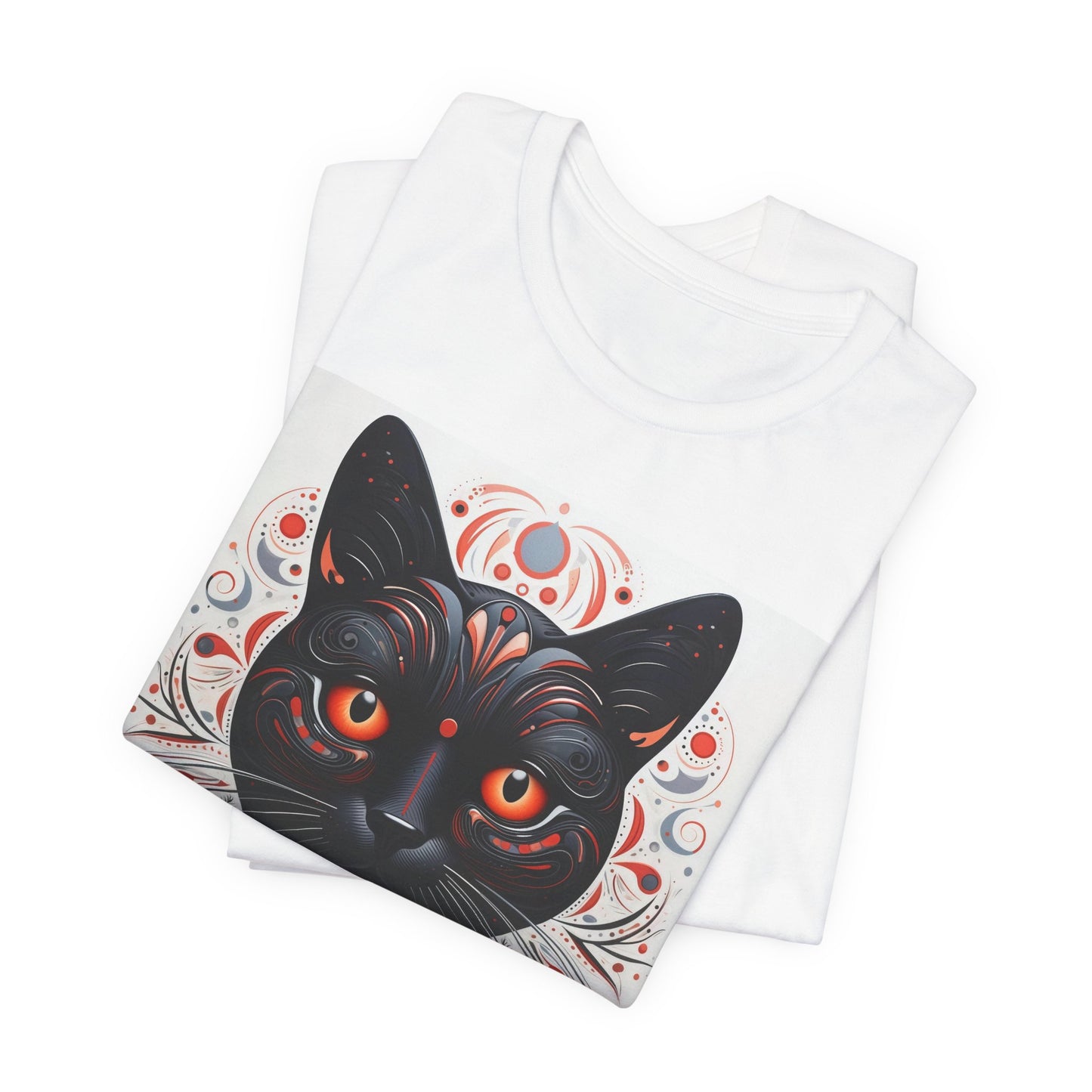 Mystic Black Cat Tee — Ornate Orange-Eyed Cat Graphic T-Shirt