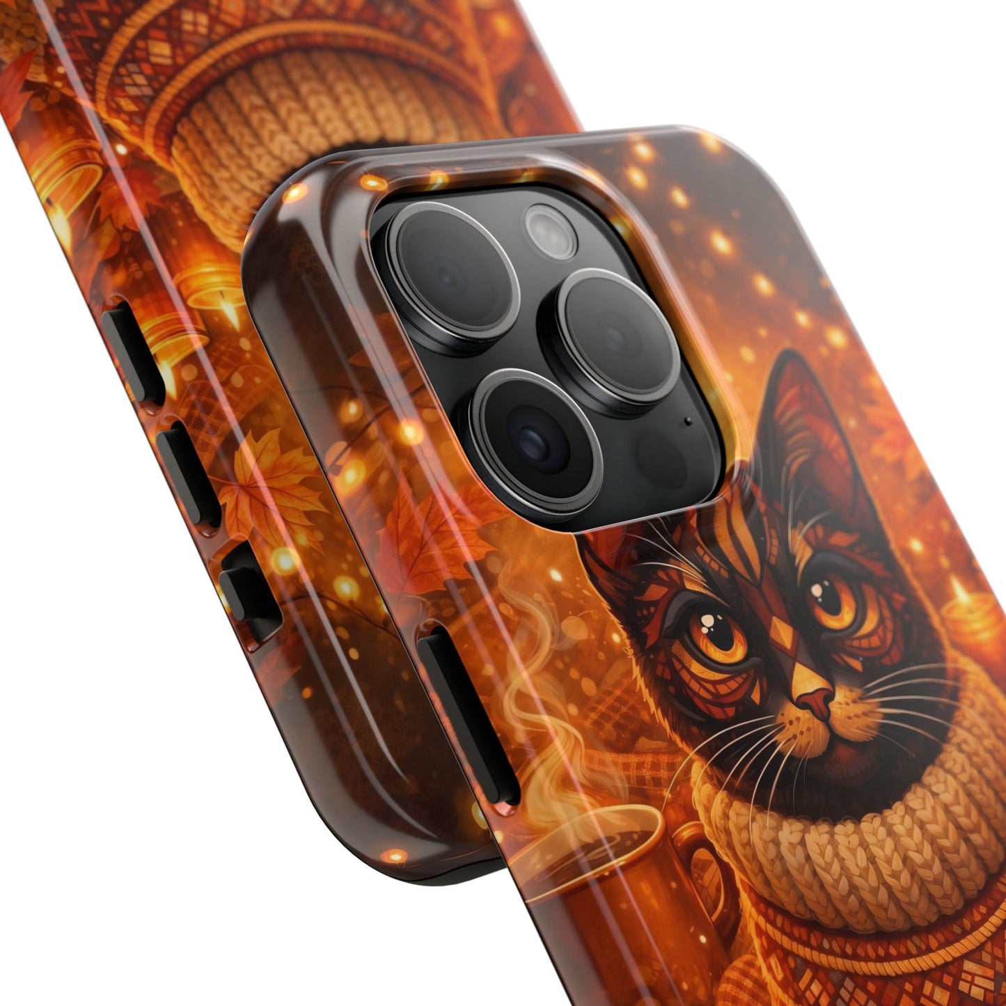 Cozy Autumn Cat Tough Phone Case — Cat in Sweater Fall Phone Cover