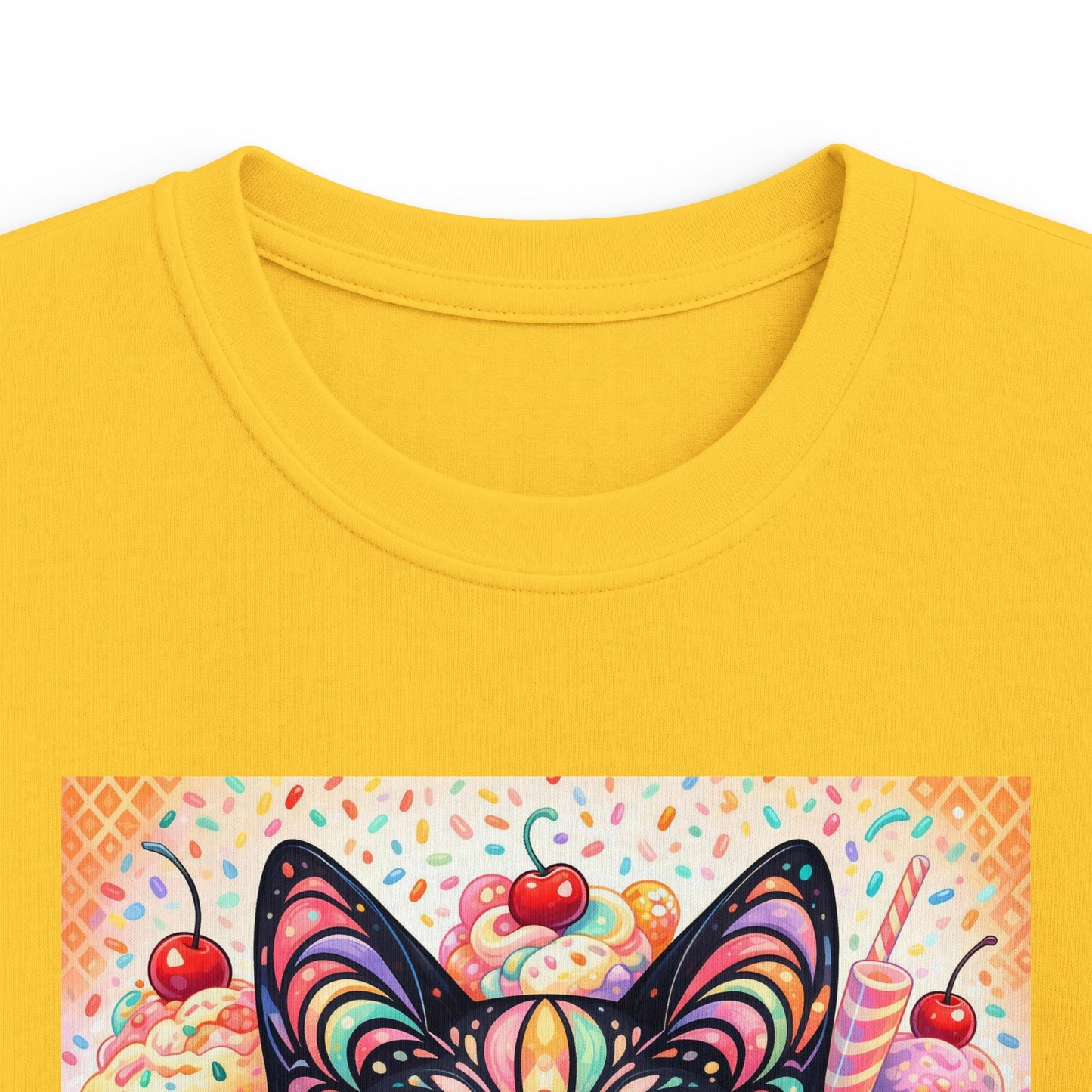 Kids Cat Art Tee — Colorful Heartbeat Kitten Graphic T-Shirt