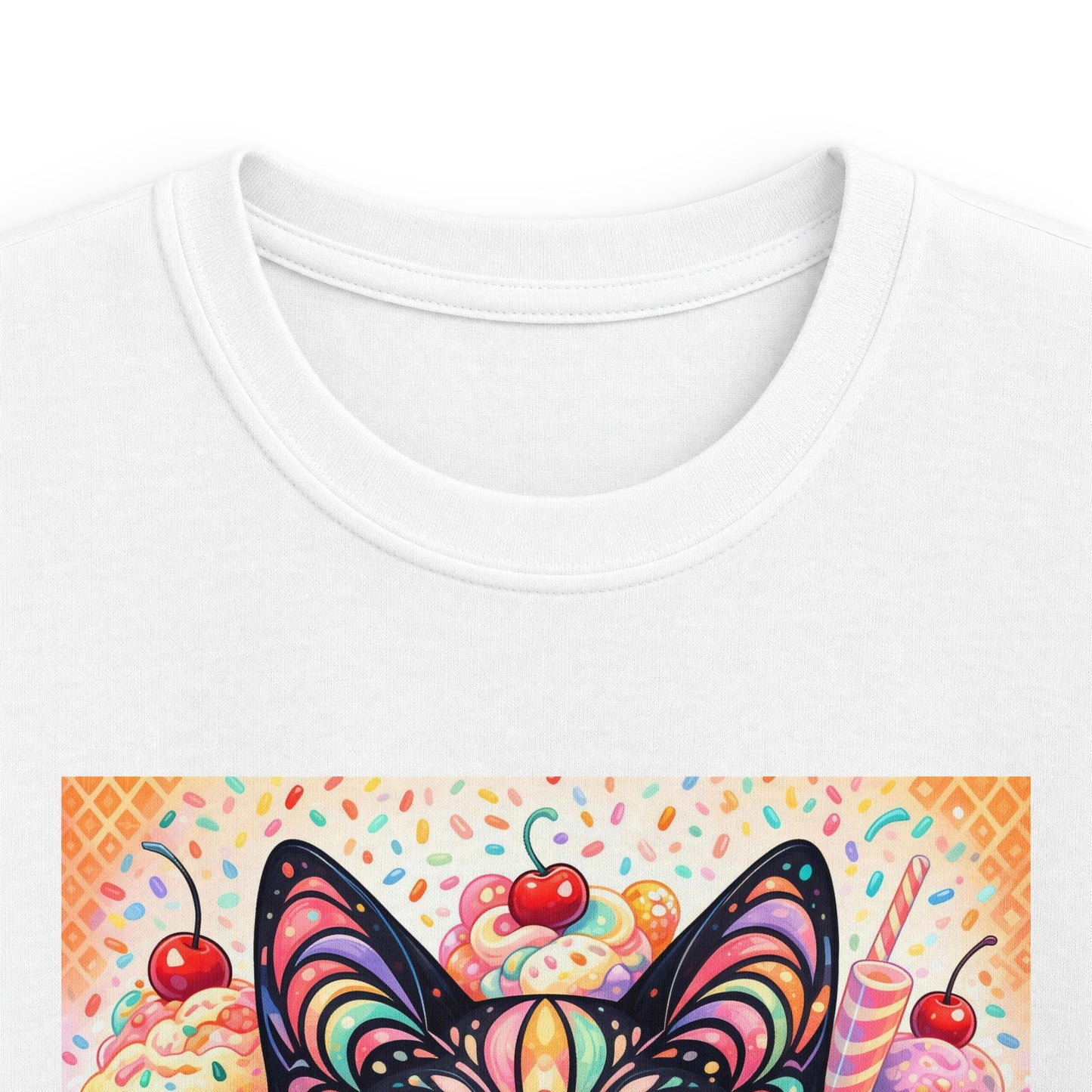 Kids Cat Art Tee — Colorful Heartbeat Kitten Graphic T-Shirt