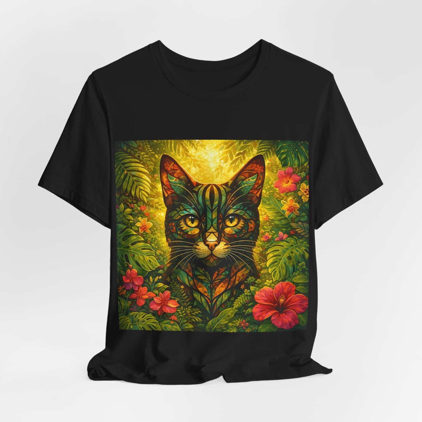 Tropical Cat Tee — Vibrant Jungle Cat Graphic T-Shirt