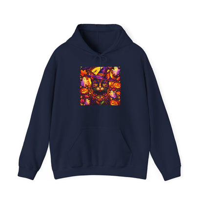 Halloween Cat Hoodie — Spooky Pumpkin Cat Graphic Pullover
