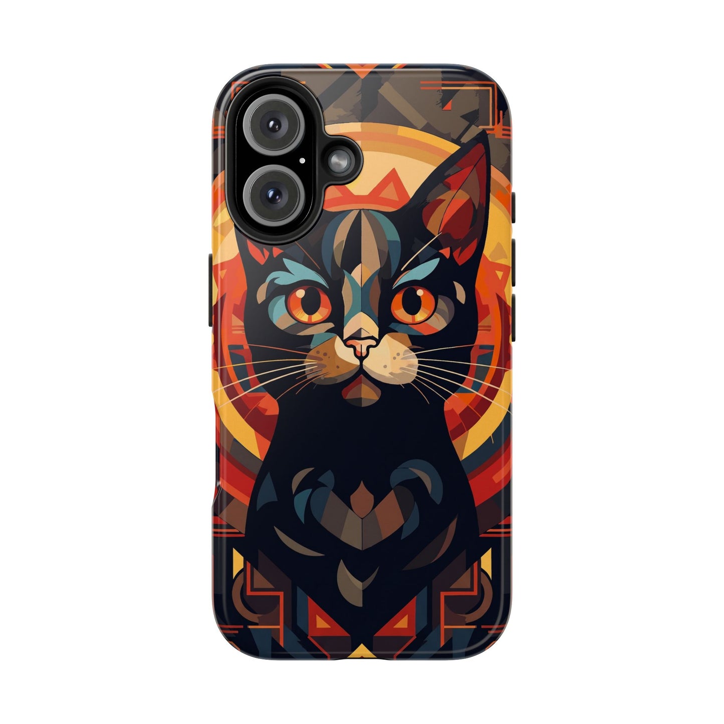 Cat Mandala Tough Phone Case — Protective Artistic Black Cat Design