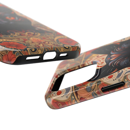 Black Cat Art Phone Case — Ornate Floral Gothic iPhone Protective Case