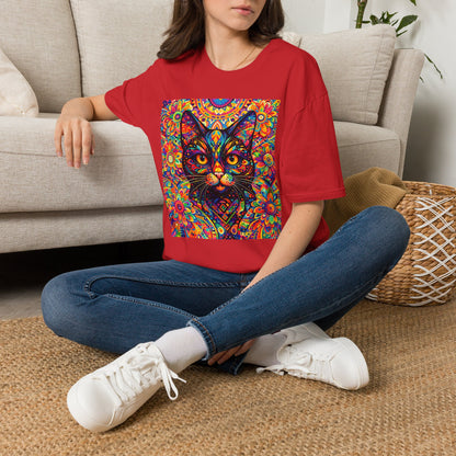 Psychedelic Cat T-Shirt — Colorful Mandala Cat Graphic Tee