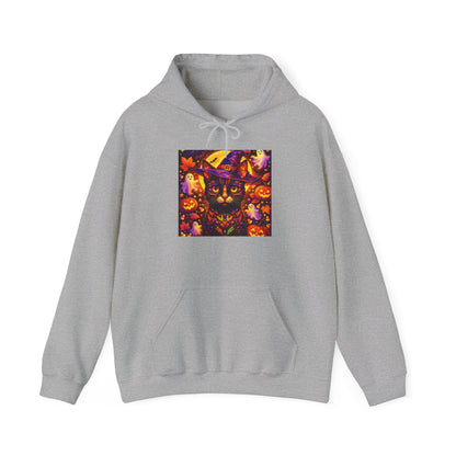 Halloween Cat Hoodie — Spooky Pumpkin Cat Graphic Pullover