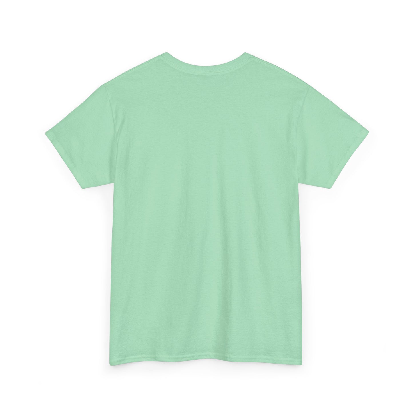Mint green t-shirt, plain back view with short sleeves and crew neckline