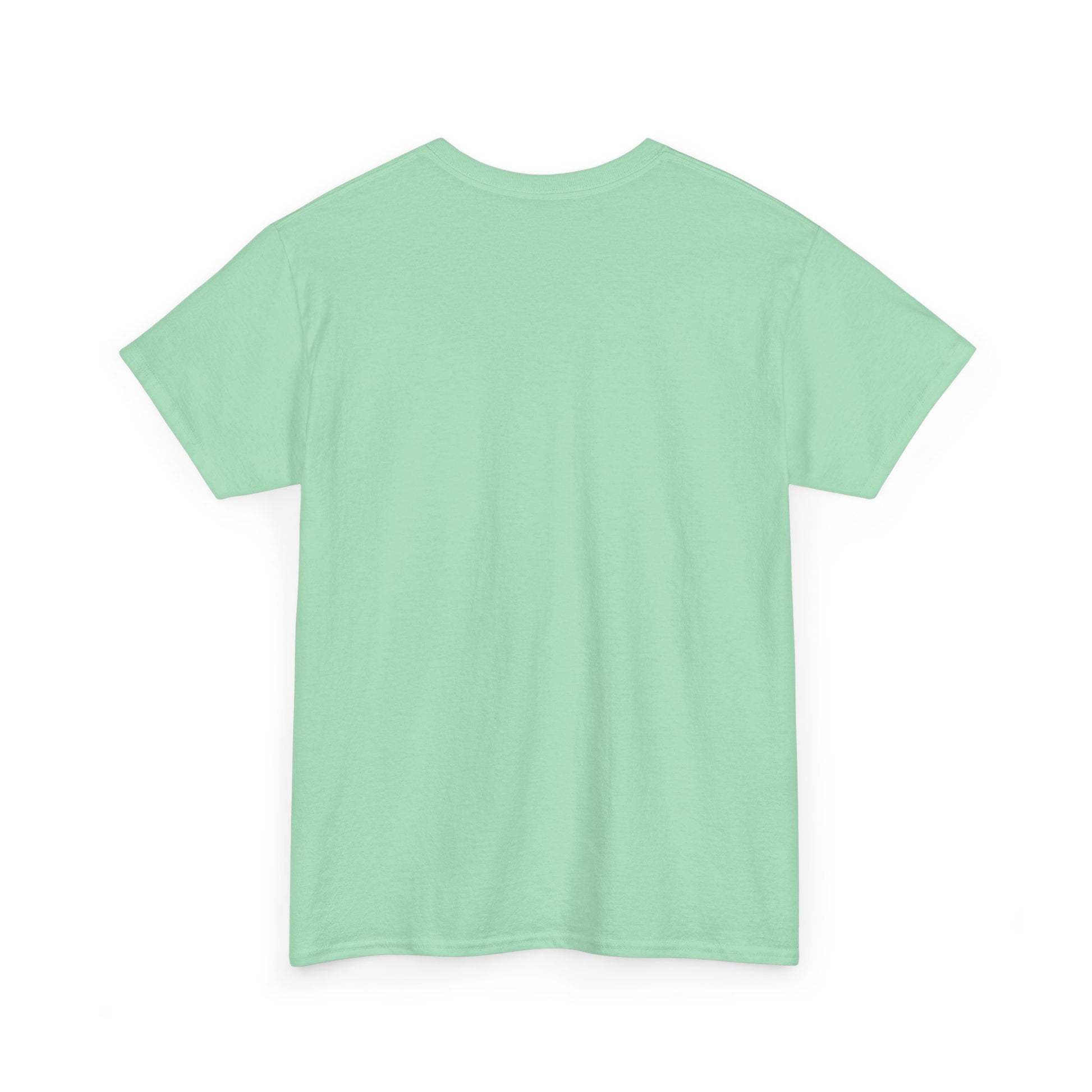 Mint green t-shirt, plain back view with short sleeves and crew neckline