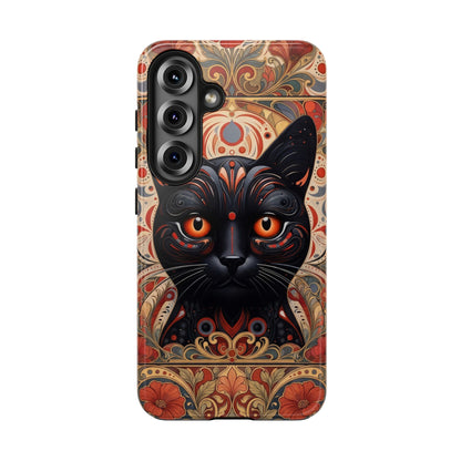 Black Cat Art Phone Case — Ornate Floral Gothic iPhone Protective Case