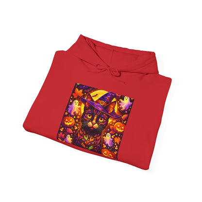 Halloween Cat Hoodie — Spooky Pumpkin Cat Graphic Pullover