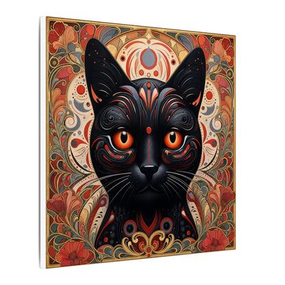 Mystic Black Cat Canvas Wall Art — Gothic Boho Cat Portrait