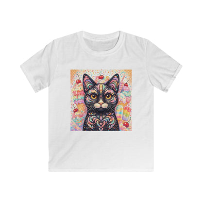 Kids Cat Art Tee — Colorful Heartbeat Kitten Graphic T-Shirt