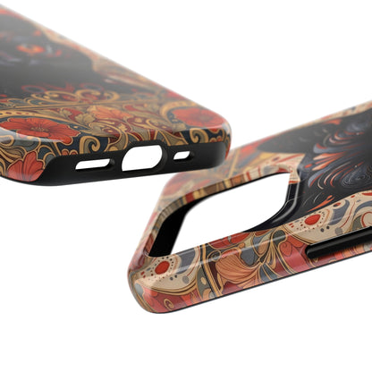 Black Cat Art Phone Case — Ornate Floral Gothic iPhone Protective Case