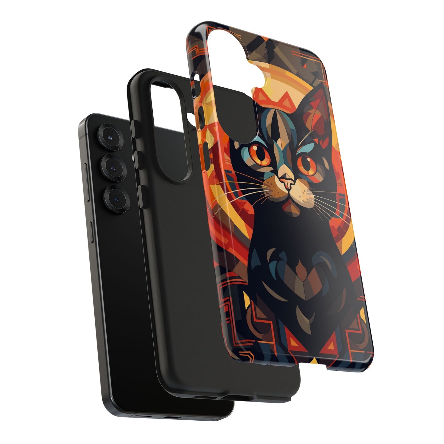 Cat Mandala Tough Phone Case — Protective Artistic Black Cat Design