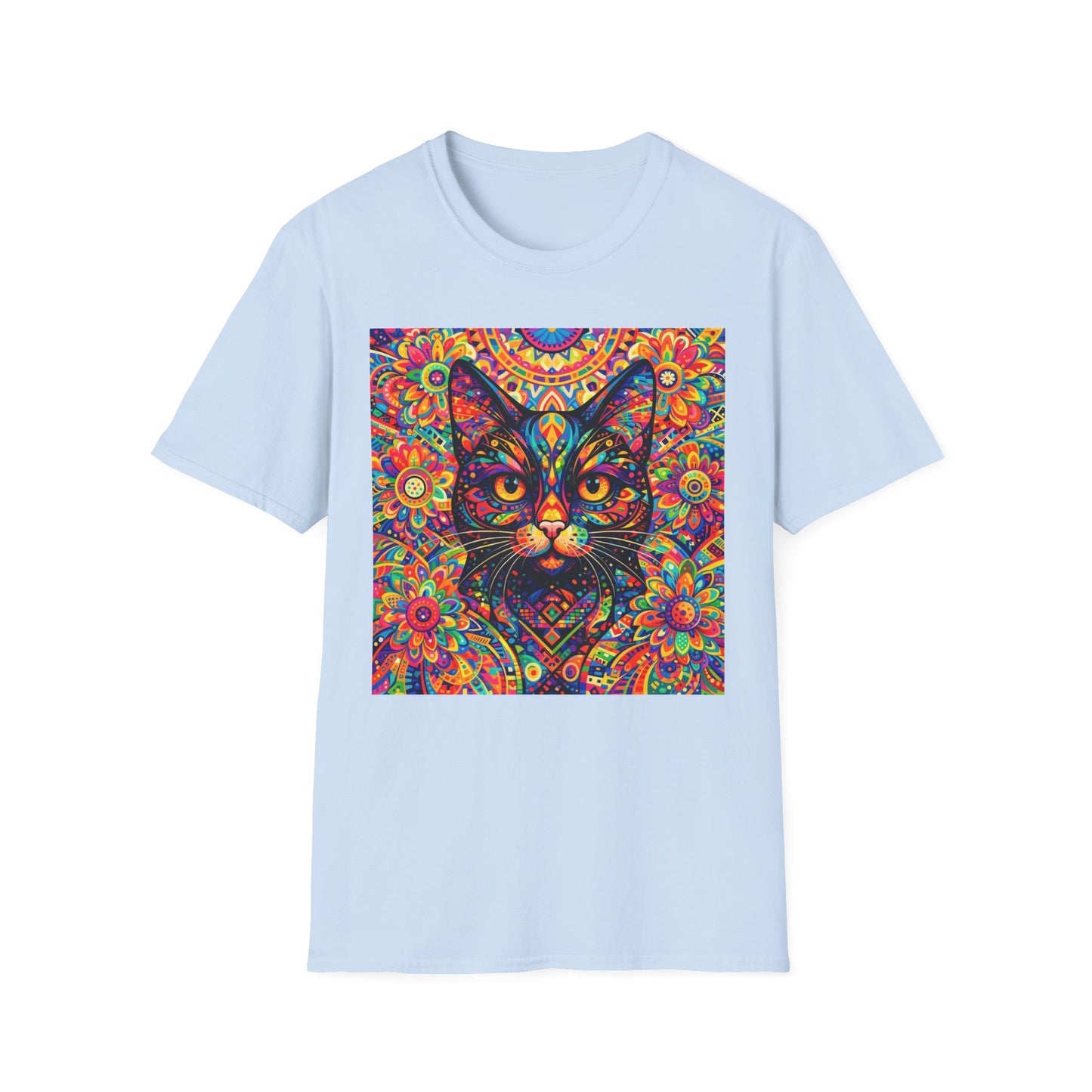 Psychedelic Cat T-Shirt — Colorful Mandala Cat Graphic Tee